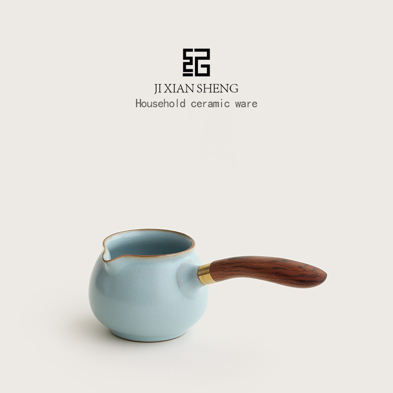 天青汝窑侧把公道杯陶瓷单个分茶器带手柄防烫倒茶器茶海高档公杯,餐饮具,公道杯,淘宝优惠券,粉丝福利购,淘宝优惠卷