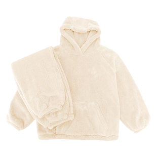 晚茁冬季珊瑚绒睡衣女加绒加厚套头连帽冬天保暖少女家居服可外穿