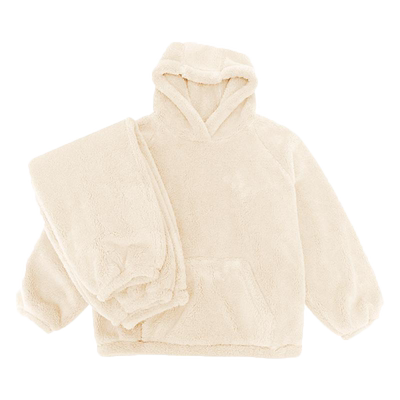 晚茁冬季珊瑚绒睡衣女加绒加厚套头连帽冬天保暖少女家居服可外穿