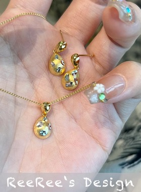 双色切面小水滴925银镀金