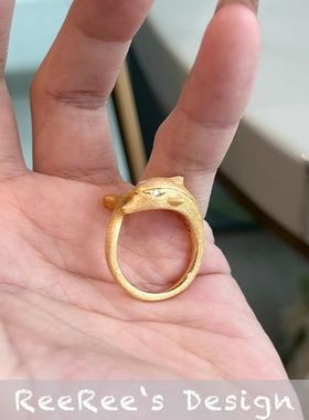 925纯银镀金海豚开口戒指