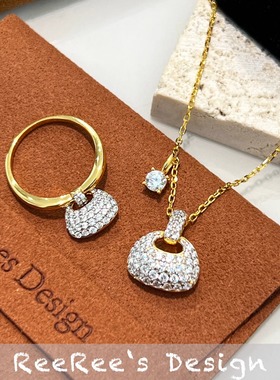 925纯银镀金招财钱包项链戒指