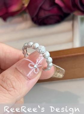 圆球几何戒指S925银个性