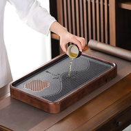 bàn uống trà điện Mô hình nhỏ khay trà gỗ nguyên khối hiện đại đơn giản phong cách Trung Hoa hộ gia đình Bộ trà Kung Fu bàn trà hàng đựng nước khay văn phòng hai mục đích bàn uống trà điện bếp điện bàn trà