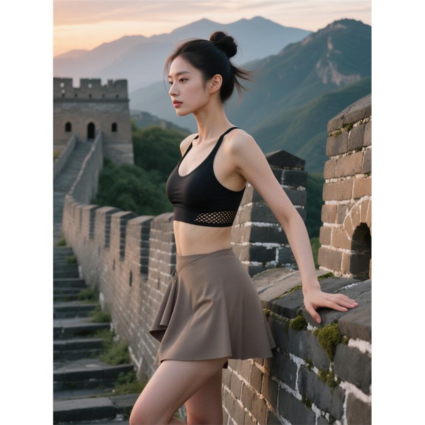 防走光可拆卸瑜伽短款女