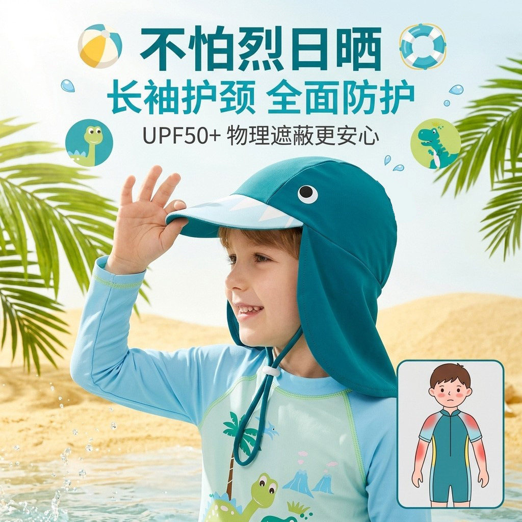 儿童泳衣三件套男孩装分
