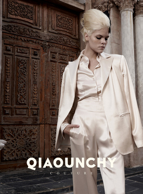 裸色smoking QIAOUNCHY俏云曦｜高级缎面好版型宽肩法式西装外套