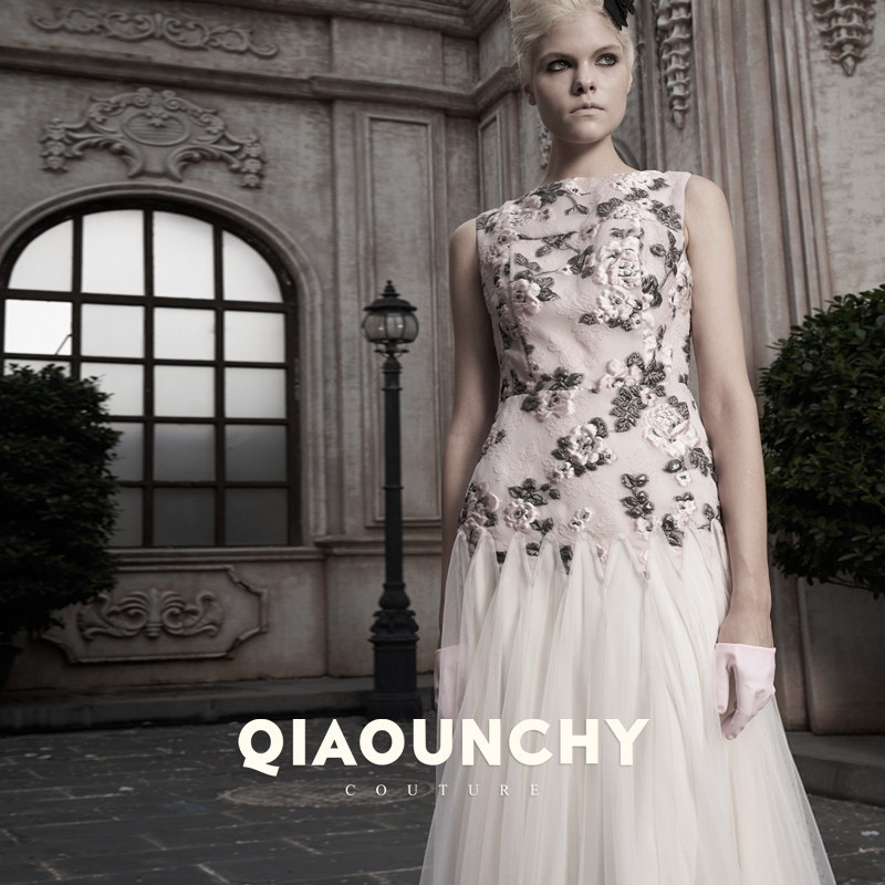 意大利进口浮雕提花 QIAOUNCHY俏云曦｜法式高定薄纱插片礼服裙