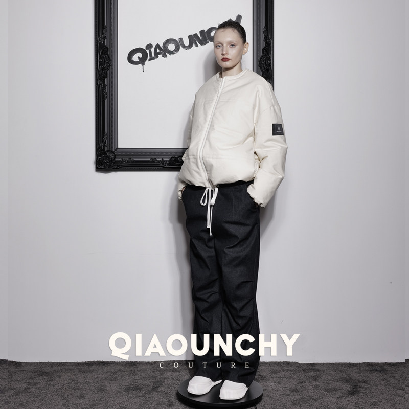 会跳舞的裤子 QIAOUNCHY俏云曦  蓝色洗水牛仔棉系带长裤