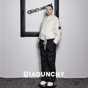 会跳舞的裤子 QIAOUNCHY俏云曦  蓝色洗水牛仔棉系带长裤