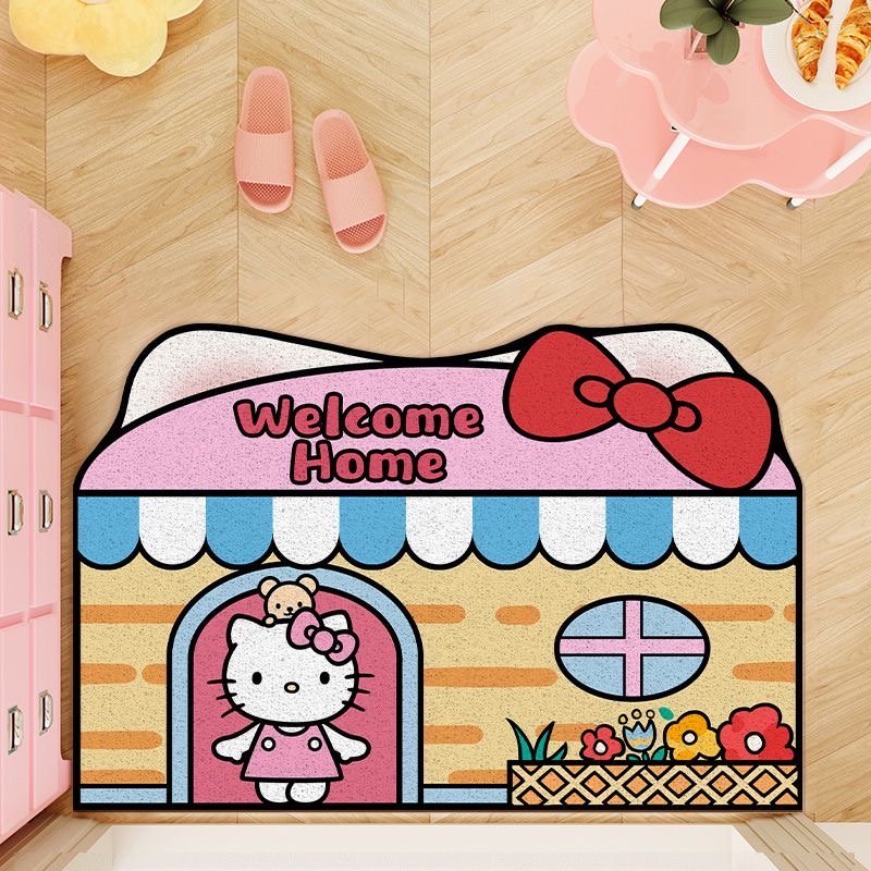 卡通凯蒂猫线条小狗丝圈入户地垫