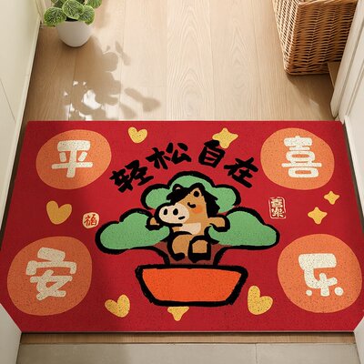 2026马年红色丝圈入户地垫喜庆