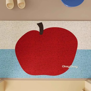 2025年新款 入户门地垫丝圈苹果图案耐脏防滑除尘脚垫进门门口地毯