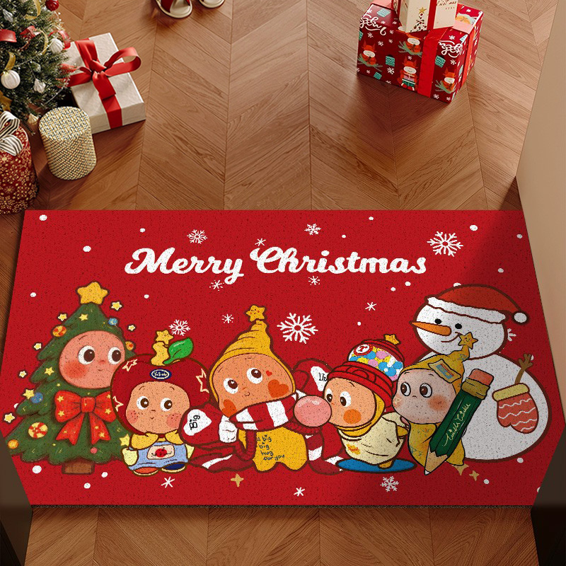 新款圣诞节入户门地垫丝圈脚垫