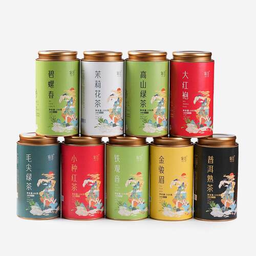 商超茶叶圆形罐铁观音高山绿茶红茶乌龙茶小种红茶大红袍茉莉花茶