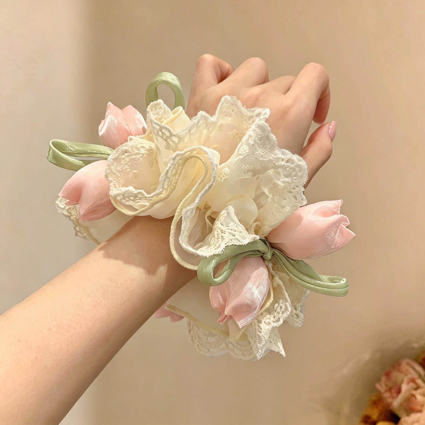春日郁语~法式少女感温柔大肠发圈女超仙扎头发饰甜美丸子头头绳
