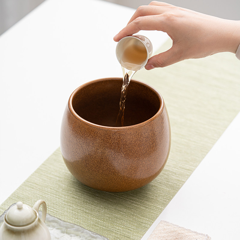 茶渣缸中式倒茶叶渣桶陶瓷茶洗建水盆碗茶桌面茶水盆废水盂高茶钵