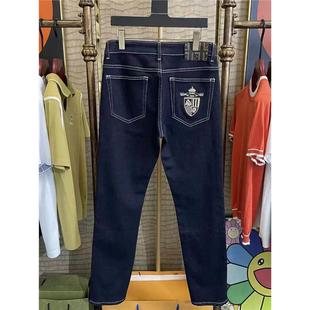 早秋新款男士轻奢尚潮流时尚运动牛仔裤休闲帅气修身直筒显瘦长裤