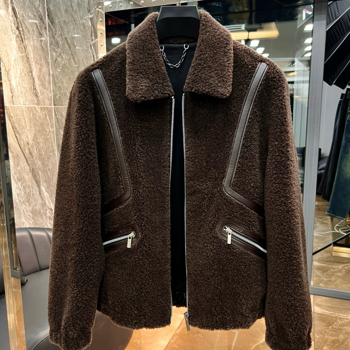 25138L秋冬季高奢款100%新西兰羊毛配羊皮外套男款高级感羊毛外套