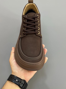 秋冬广州时尚休闲新款系带美拉德色男士磨砂牛皮乐福休闲鞋-66810