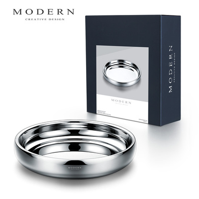 摩登MODERN北欧轻奢不锈钢双层多功能托盘果盘家用装饰摆乔迁礼物