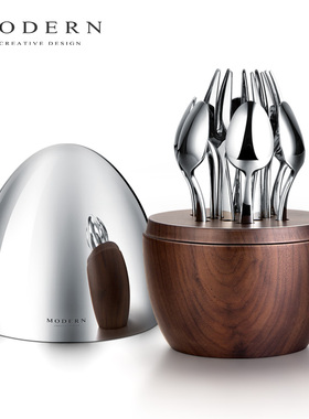 摩登MODERN轻奢北欧刀叉勺西餐具套装水果叉收纳公司开业乔迁礼品