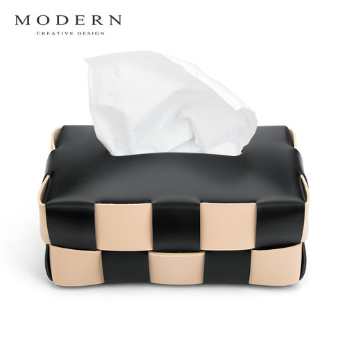 MODERN黑白棋盘格纸巾盒高档轻奢