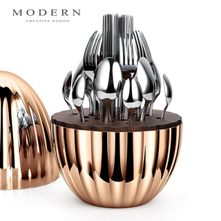 摩登MODERN轻奢高级不锈钢24西餐具刀叉套装饰摆件收纳盒乔迁礼品