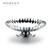 摩登MODERN轻奢北欧水果盘风不锈钢大号果兜面包点心盘乔迁礼品