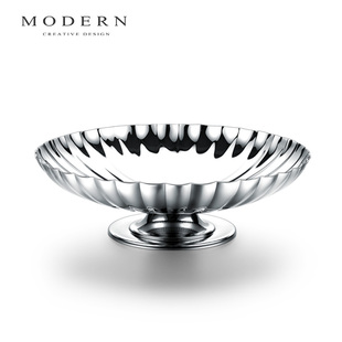 摩登MODERN轻奢北欧水果盘风不锈钢大号果兜面包点心盘乔迁礼品