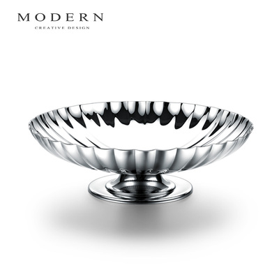 摩登MODERN轻奢北欧水果盘风不锈钢大号果兜面包点心盘乔迁礼品