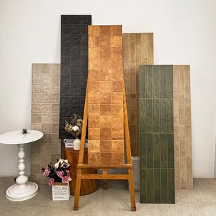 中古风复古做旧格子砖仿莱姆石瓷砖浴室卫生间厨房阳台民宿墙地砖