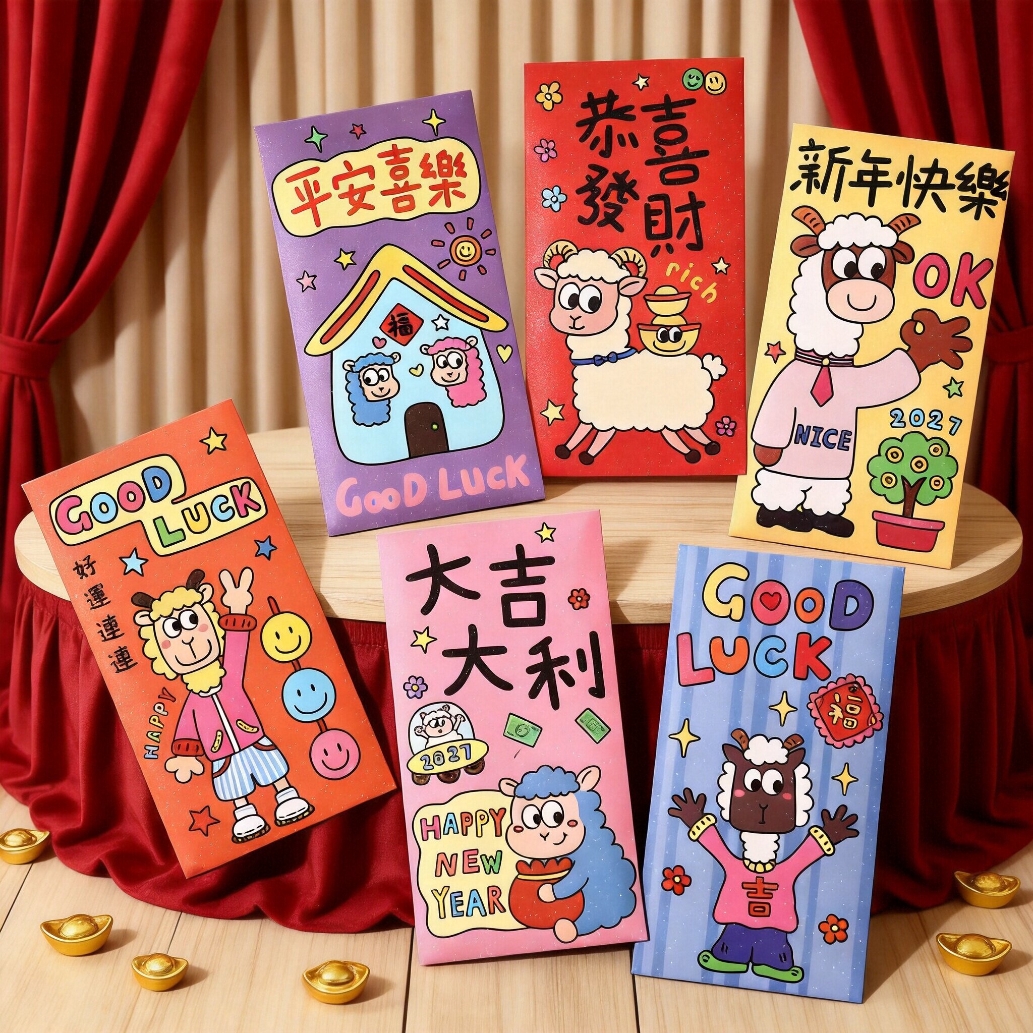 2027新年红包袋通用卡通可爱创意个性春节羊年生肖利是封定制LOGO