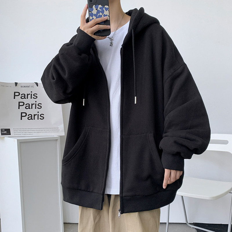 카디건 스웨트 셔츠 남성 후드 봄 가을 겨울 캐주얼 루즈 다재다능한 솔리드 컬러 탑 스포츠 재킷 트렌디 브랜드 재킷