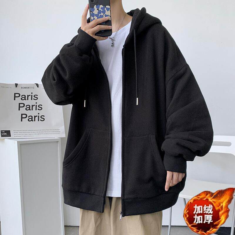 카디건 스웨트 셔츠 남성 후드 봄 가을 겨울 캐주얼 루즈 다재다능한 솔리드 컬러 탑 스포츠 재킷 트렌디 브랜드 재킷