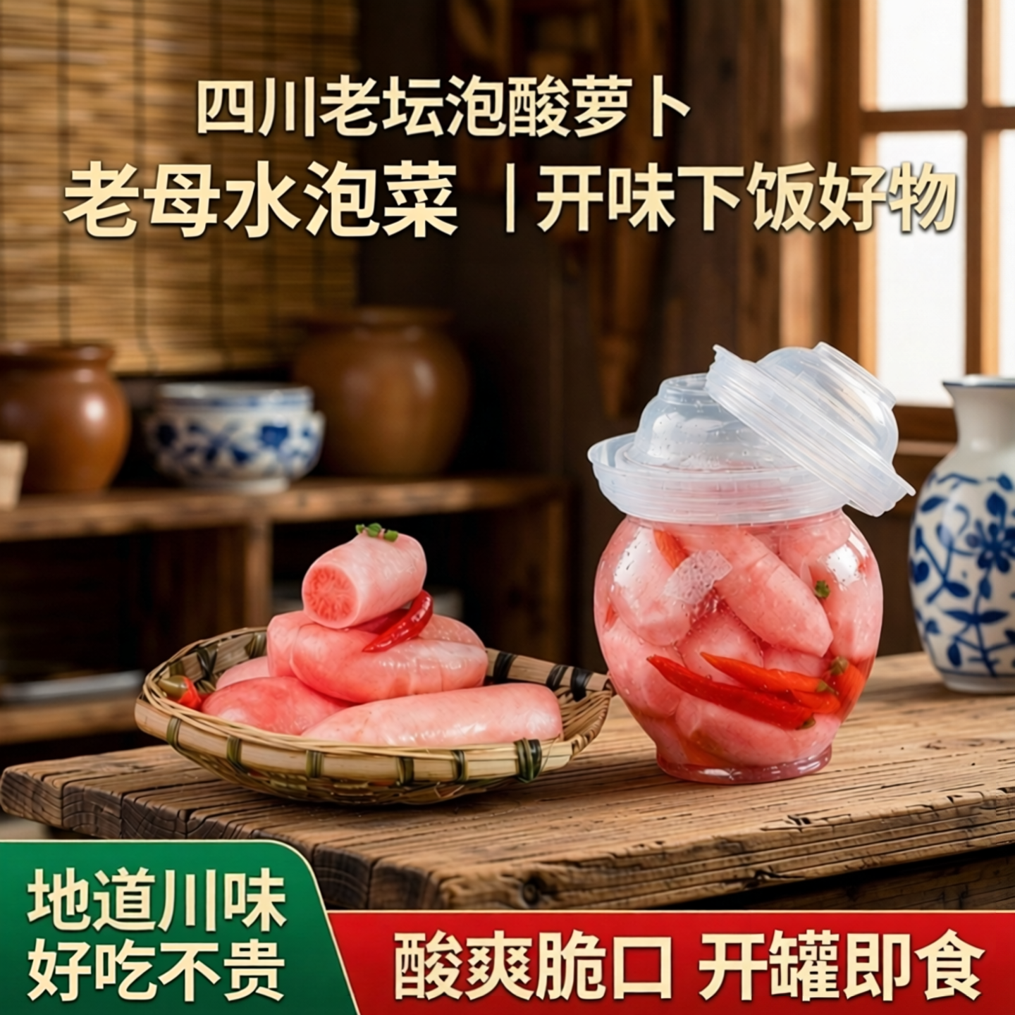 王婆家老坛活泡菜酸萝卜开味解腻爽口低盐泡儿菜仔姜藠头拌饭榨菜