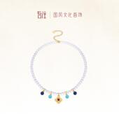 吾往冰清白水晶项链绿松石青金石新中式 国风串珠锁骨链轻奢高级感