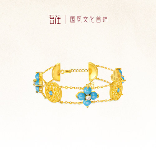 吾往松间月绿松石双层手链