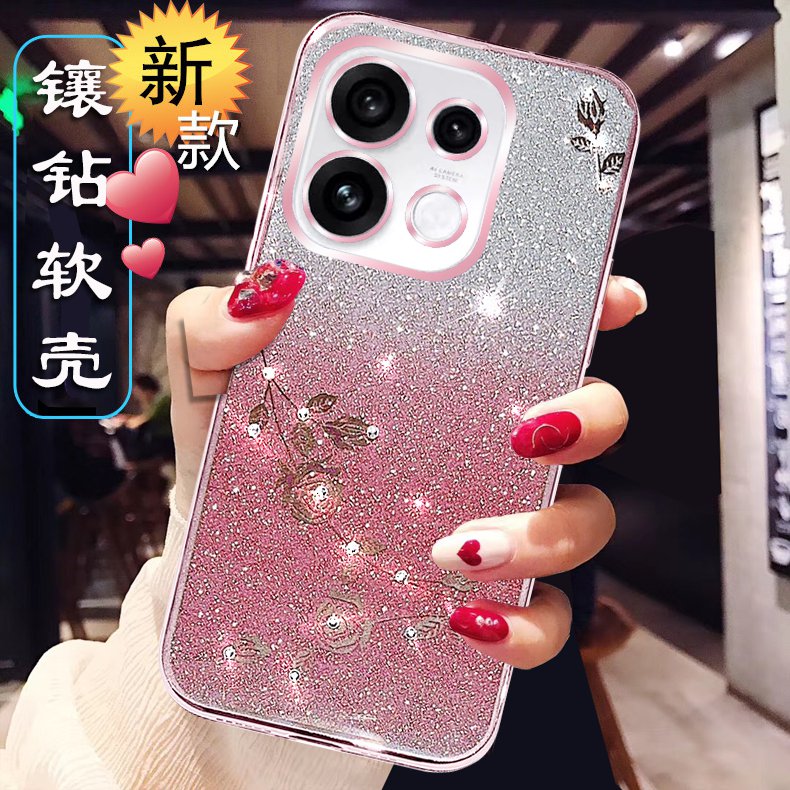 适用OPPOReno16手机壳新款女PMMK110网红高级感0pp0reno16pro硅胶保护套透明软外壳全包防摔时尚创意闪钻超薄