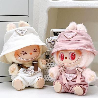 labubu娃衣官方正品拉布布娃衣一二代坐坐派对搪胶公仔渔夫帽背带