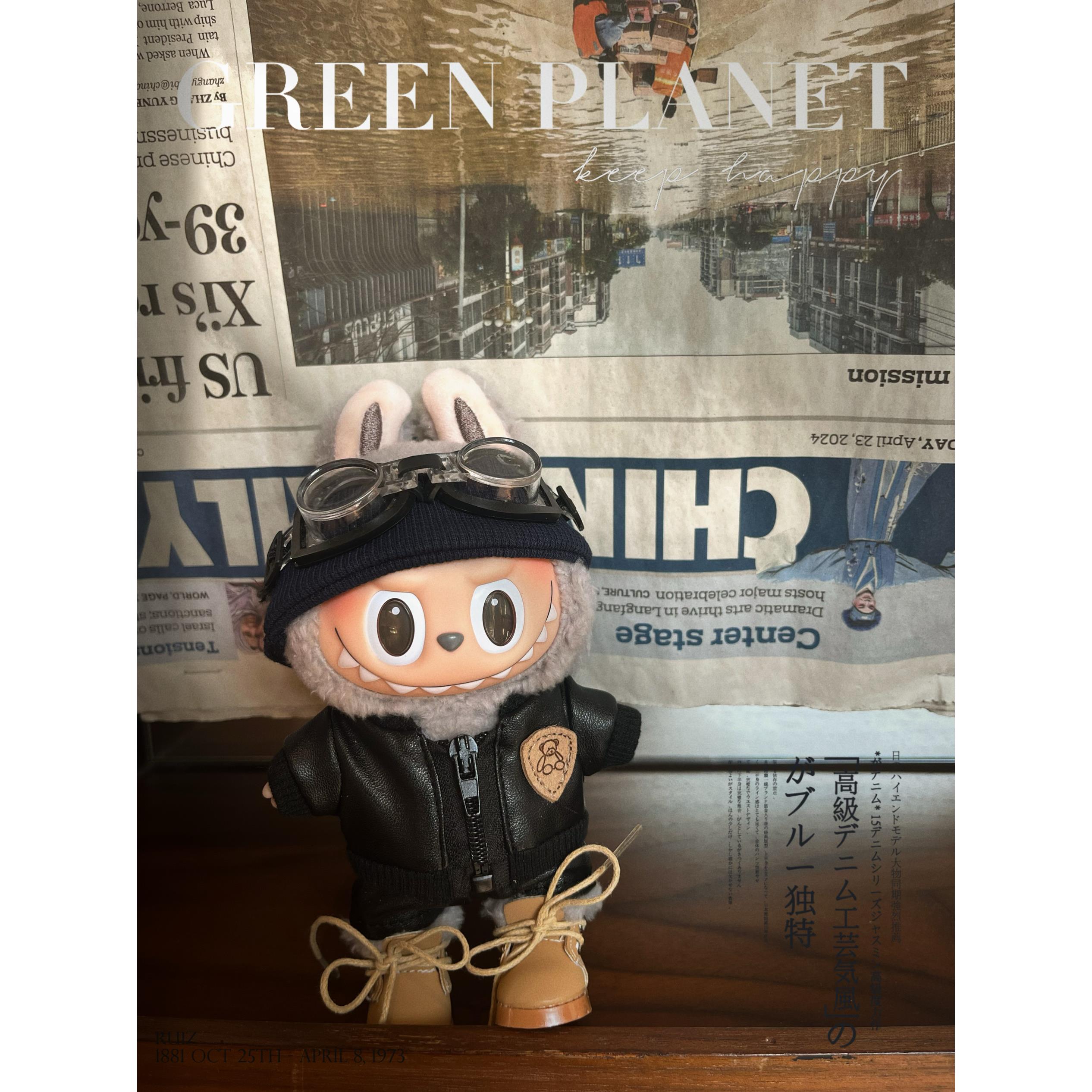 拉布布娃衣官方正品Labubu搪胶盲盒挂件着替机车潮流时尚娃衣耍酷