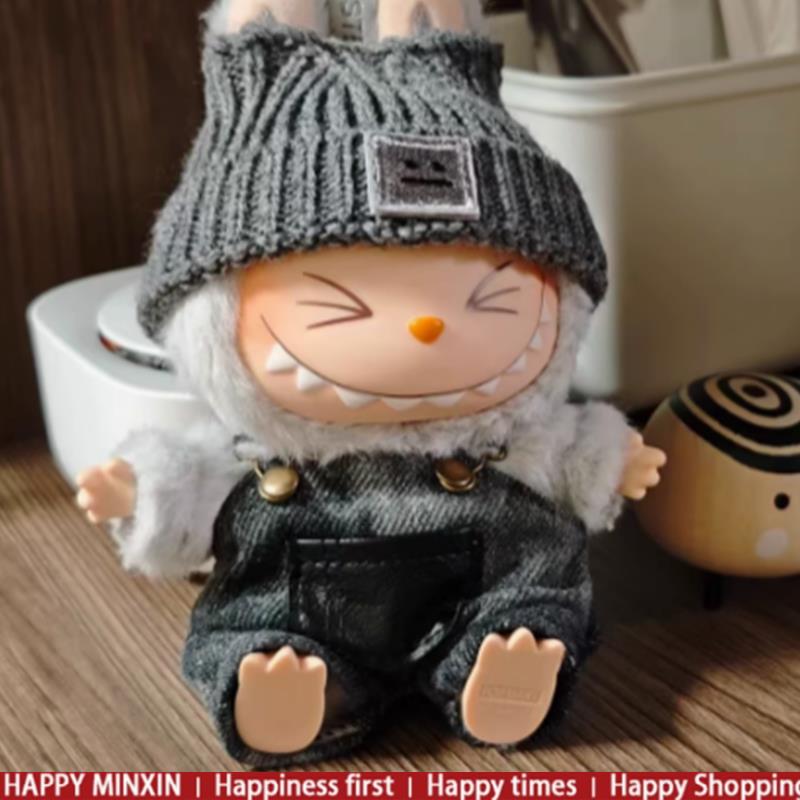 拉布布娃衣玩偶正品一代labubu坐坐派对娃衣拉布布搪胶衣服挂件服