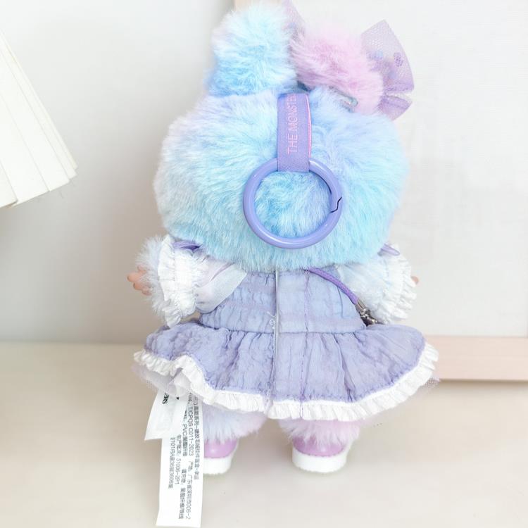 拉布布娃衣官方正品前方高能3代搪胶毛绒盲盒挂件labubu3.0幸运紫