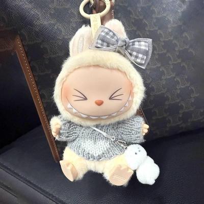 labubu娃衣官方正品17cm拉布布娃衣搪胶盲盒一代二代坐坐派对毛绒
