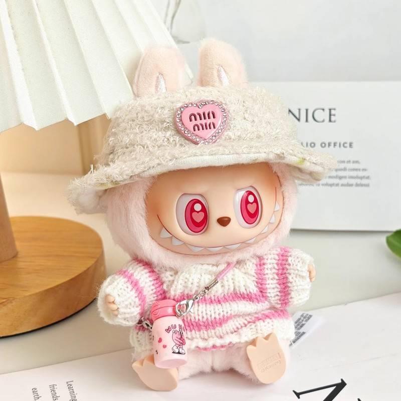 labubu娃衣官方正品一代二代拉布布衣服条纹搪胶盲盒公仔毛衣服装