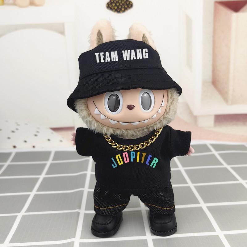 labubu娃衣官方正品17cm拉布布娃衣teamwang王嘉尔演唱会同款T恤
