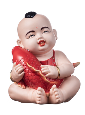 陶瓷摆件年年有余男孩小童子像