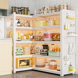拐角厨房置物架L型仓储货架多层阳台架落地家用置物架饭厅收纳层