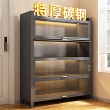 家用钢制鞋柜门口玄关处落地多层加厚鞋架大容量防尘上翻门储物柜