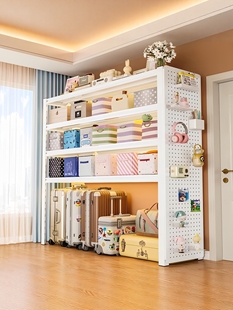 家用货架阳台置物架下空式行李箱储物架子一体靠墙落地多层收纳架